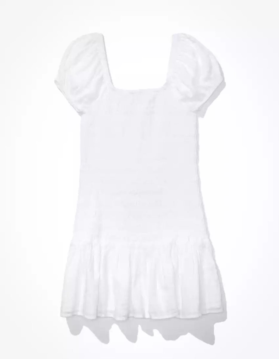 Mini Robe American Eagle AE Smocked Corta-Sleeve Blanche Femme | WWA-32972098